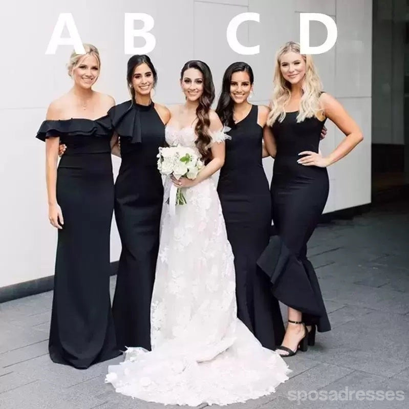 Elegant Black Mermaid Bridesmaid Dresses for Wedding Party - WG1244 | Long Formal Gowns for Bridesmaids, Prom & Special Occasions