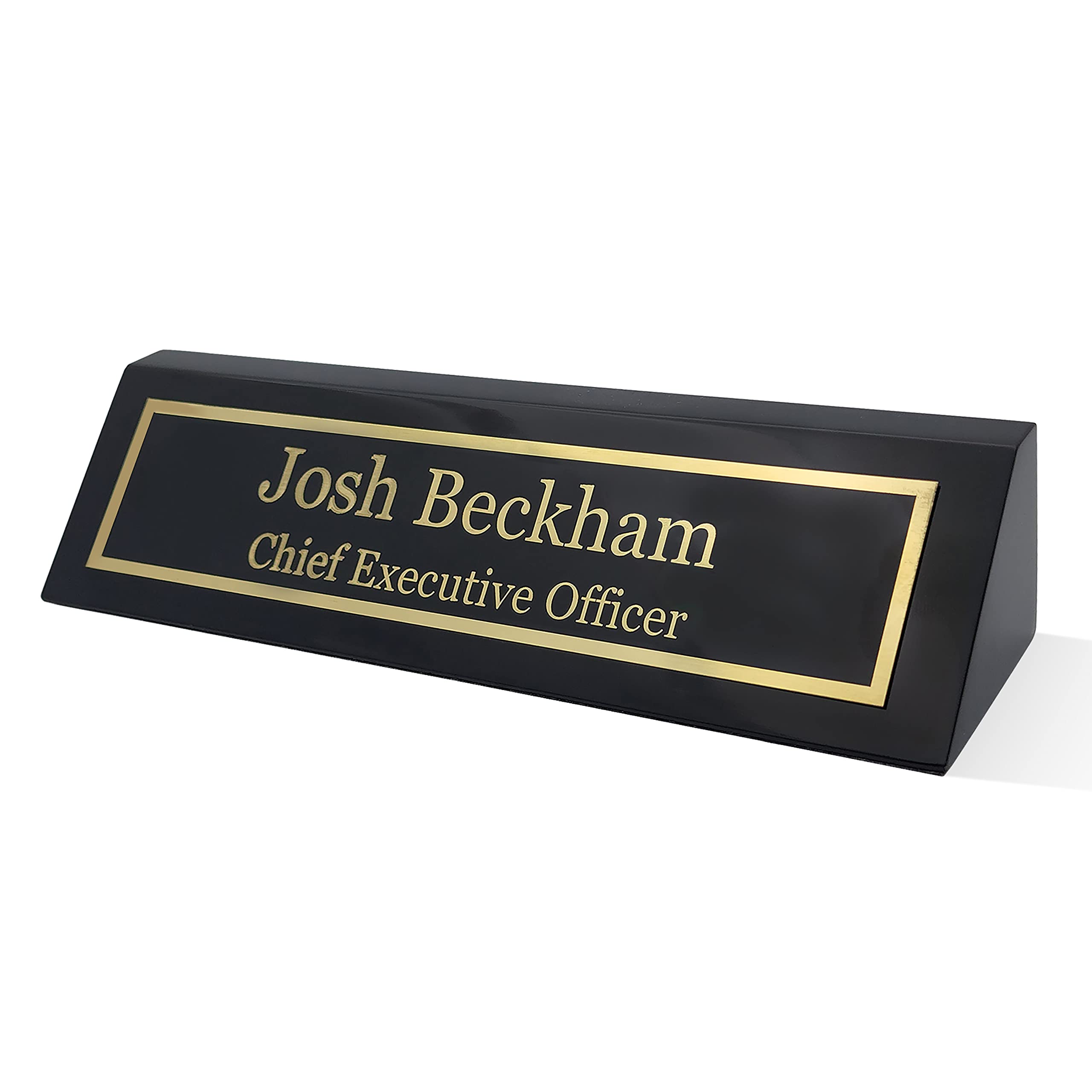 Custom Engraved Wood Name Plate for Desk - Personalized Office Name Sign with Black Piano Finish (2x8 Inches) | Perfect Desk Nameplate Gift for Professionals, Executive Office Decor & Home Office Organization