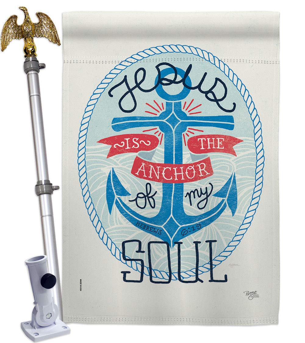 Jesus is The Anchor House Flag - Religious Bible Verse Christian Decor with Eagle Design - Double-Sided Outdoor Garden Yard Banner for Faith, Hope & Prayer - Made in USA - Perfect for Church Events, Home Worship & Christian Gift Giving