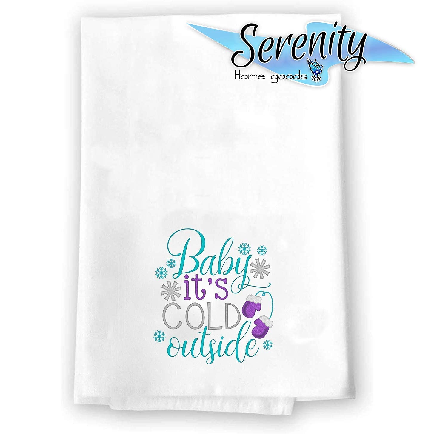 Christmas Hand Towels for Kitchen & Bath - Winter Novelty Holiday Decorations - White Decorative Towels for Home & Gifts (Baby It's Cold Outside) - Perfect for Holiday Parties, Hostess Gifts & Festive Home Decor