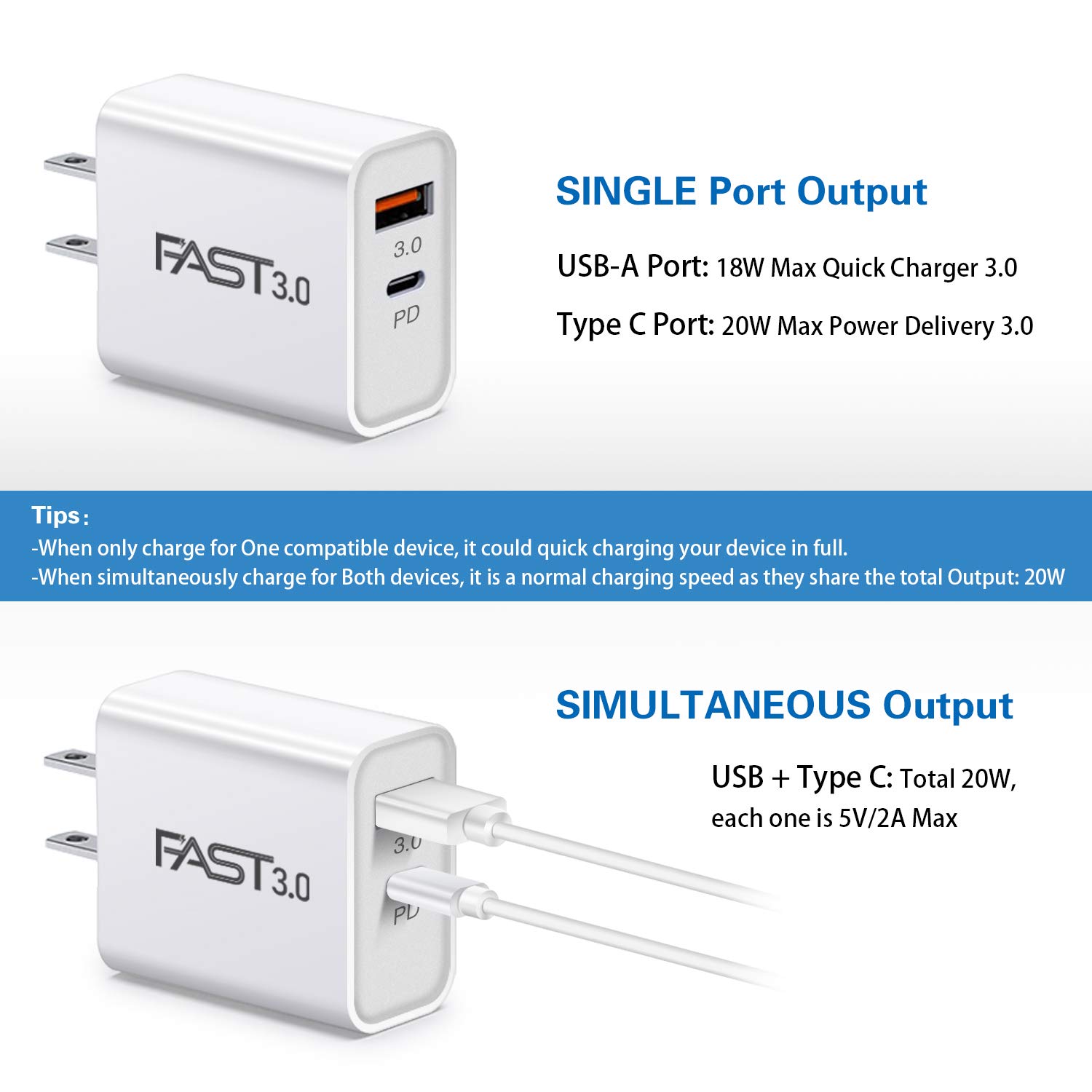 20W USB C Fast Charger [4-Pack] - iSeekerKit Dual Port PD Power Delivery & QC3.0 Wall Charger - Compatible with iPhone 15/14/13 Pro Max/Mini, XS/XR/X, 8/7/6, iPad Pro, Samsung Galaxy, Pixel - Perfect for Home, Office & Travel Charging