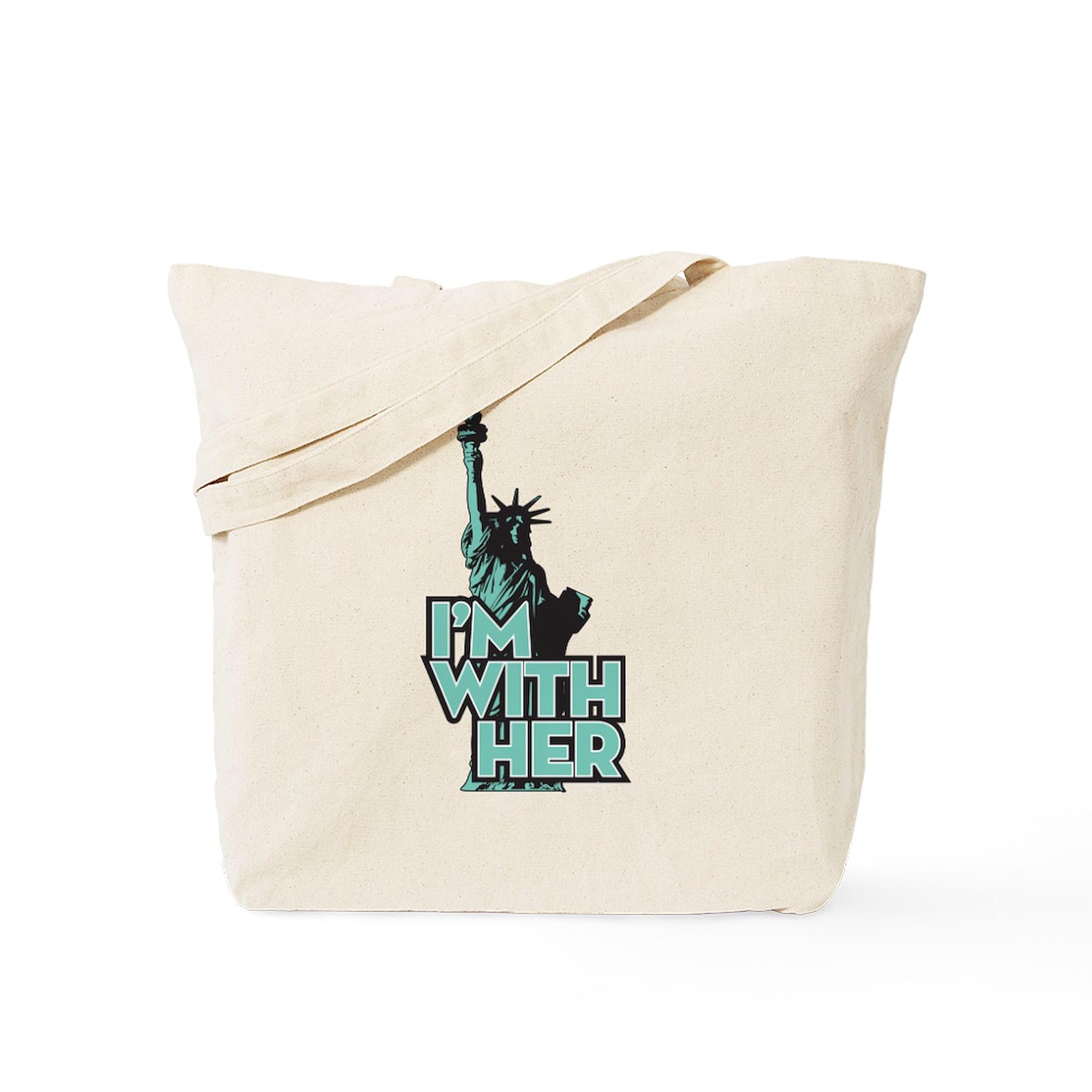 Liberty 'I'm With Her' Tote Bag - Natural Canvas Reusable Shopping Bag for Women | Eco-Friendly Grocery & Beach Tote | Perfect for Work, Market & Political Events