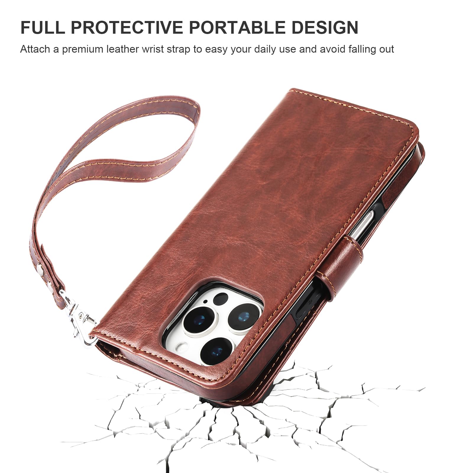 Premium Leather Wallet Case for iPhone 16 Pro (6.3