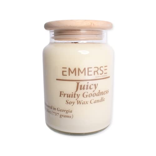 EMMERSE Handmade Soy Wax Candles - Long Lasting Apple & Lemon Scent, 26oz Natural Cotton Wick in Clear Glass Jar - USA Made Home Fragrance for Relaxation, Aromatherapy & Gift Giving