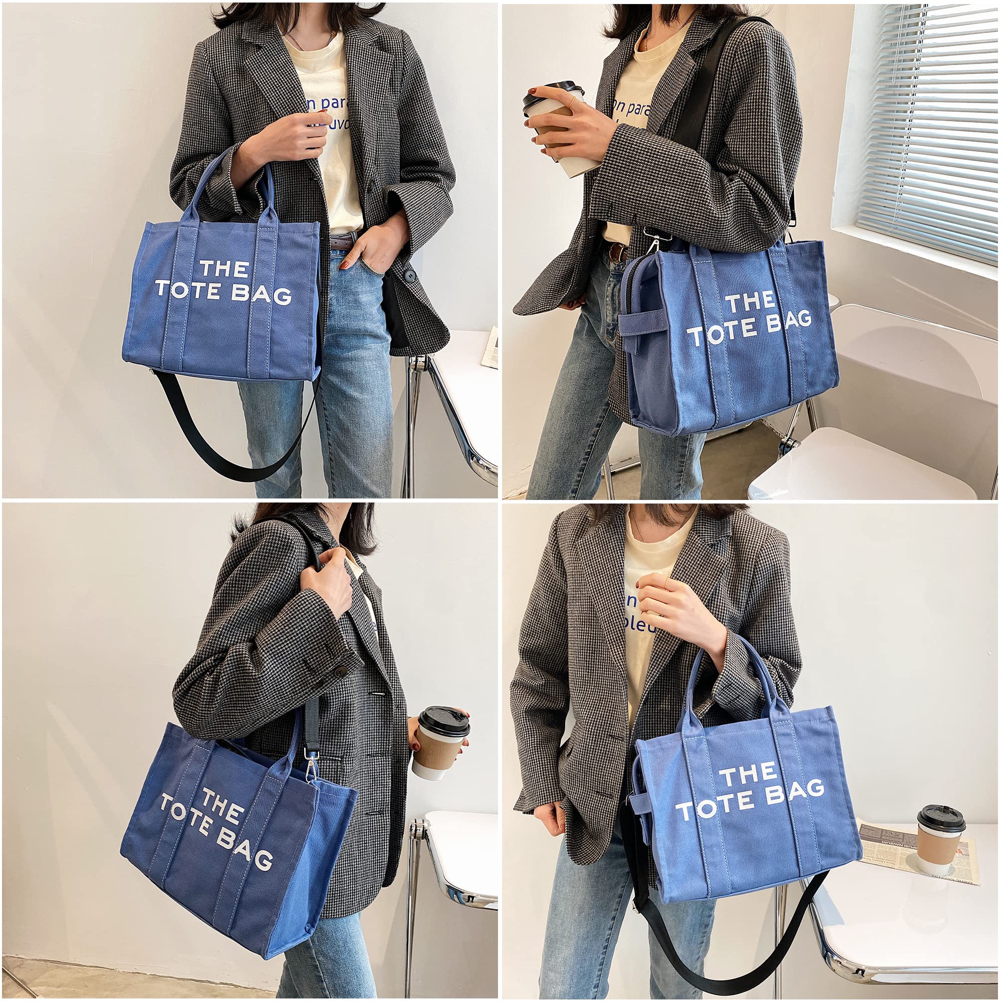 Stylish Women's Tote Bags with Zipper - Canvas, PU Leather & Denim Crossbody Shoulder Bags for Office Work, Travel & Everyday Use | Durable & Fashionable Handbag Purse