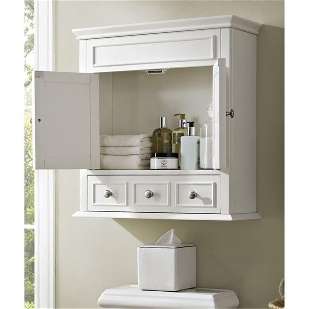 Pemberly Row White Medicine Cabinet - Wall Mounted Bathroom Mirror with Storage for Toiletries & Essentials | Perfect for Bathroom, Vanity, and Home Organization
