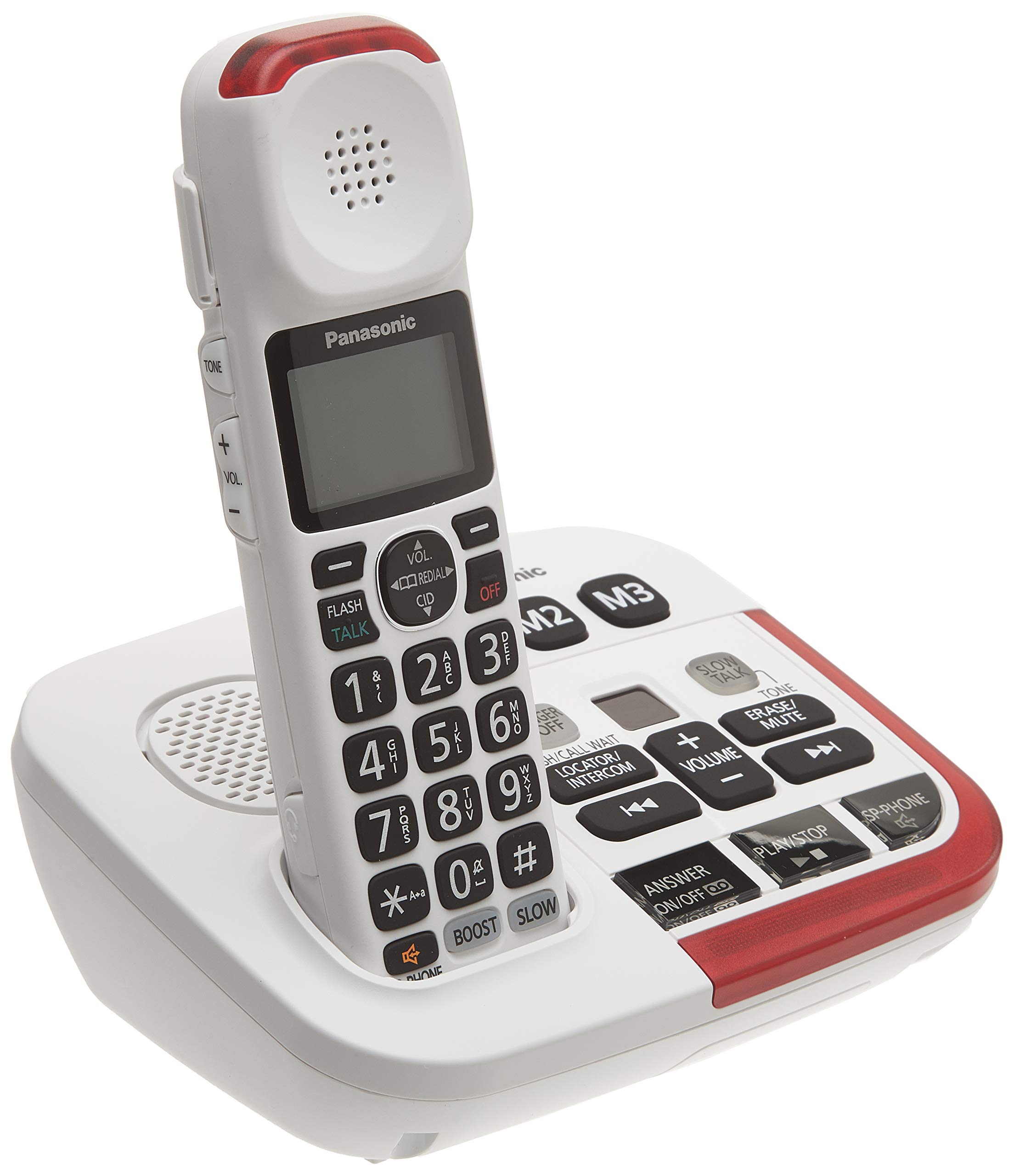Panasonic KX-TGM470CW White Cordless Phone with Answering Machine - Call Block & Talking Caller ID - 1 Handset - Ideal for Home & Small Business Use
