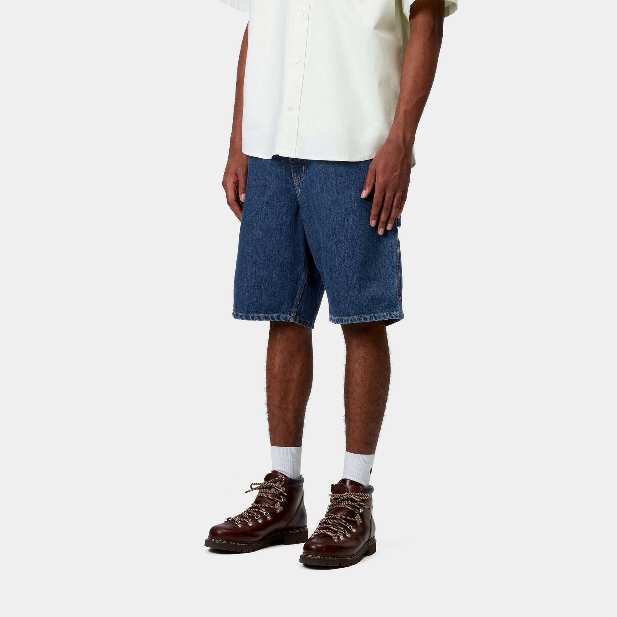 Single Knee Short Denim Jeans | Blue Stone Washed | Casual Wear for Men & Women | Perfect for Summer Outings & Beach Trips