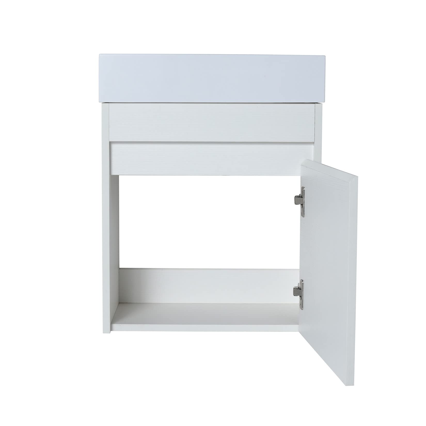 Modern 18-Inch Wall Mounted Bathroom Vanity Set with Sink & Storage Cabinet - White Wood Hanging Vanity with Resin Basin for Small Spaces | Perfect for Apartments, Powder Rooms & Compact Bathrooms