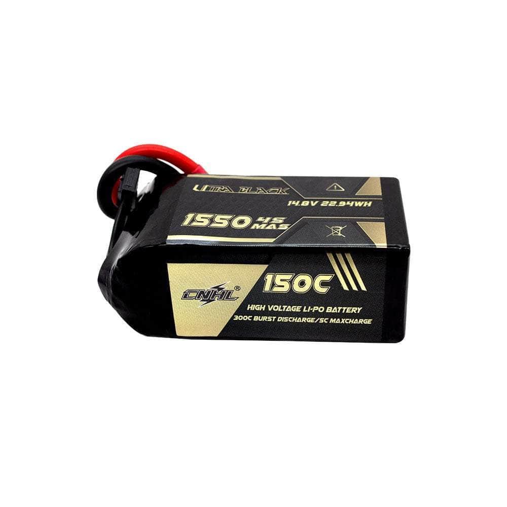 CNHL Ultra Black Series 14.8V 4S 1550mAh 150C LiPo Battery with XT60 Connector - High Performance RC Drone & Airplane Battery for FPV Racing and Aerial Photography