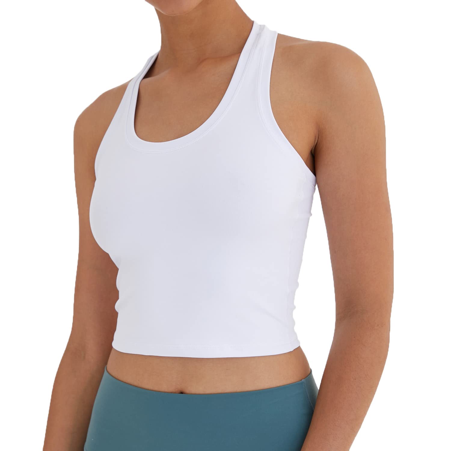 Women's Cropped Racerback Tank Top - Breathable Workout Shirt for Running, Yoga & Gym - Lightweight Activewear for Women's Fitness & Summer Sports