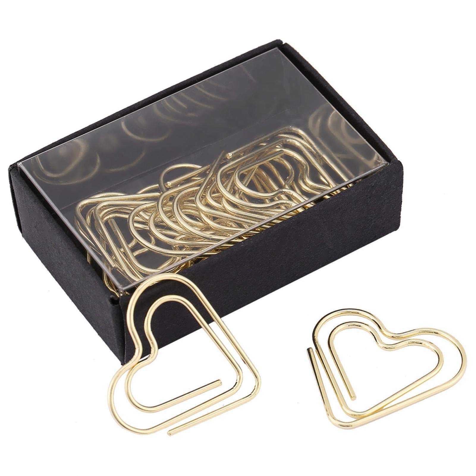 12pcs Heart Shaped Metal Paper Clips - Premium Stainless Steel Note Clips, Photo Sign Clips & Bookmark Clips for Office, School, Home - Perfect for Organizing Documents, Journals, and Love Letters (Gold)