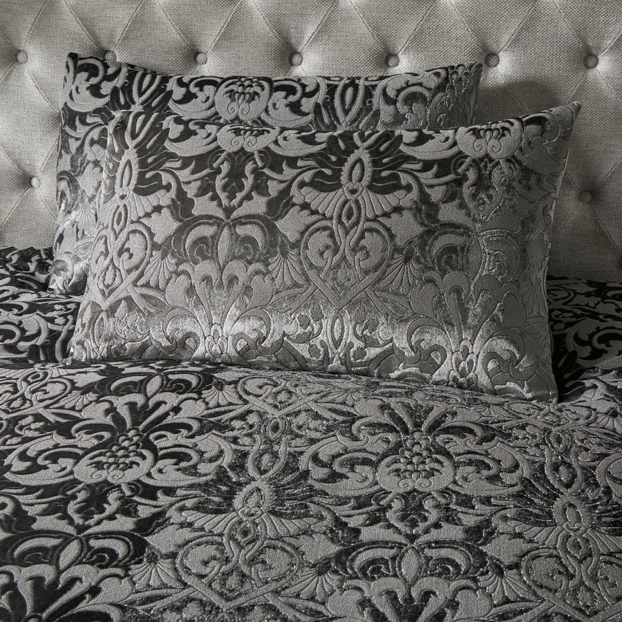 Laurence Llewelyn Bowen Firenza Duvet Cover Set - Slate Grey Luxury Bedding for Master Bedroom & Guest Room
