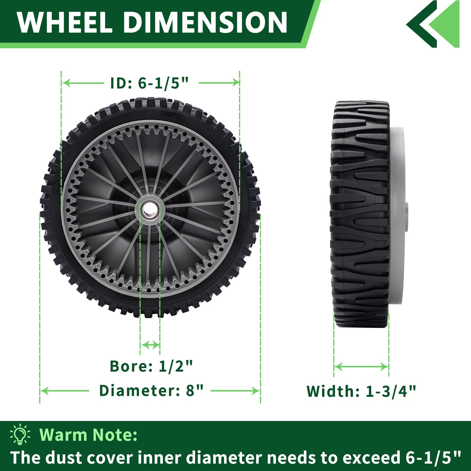 2 Pack Lawn Mower Drive Wheels Replacement for Craftsman Poulan Husqvarna - 8