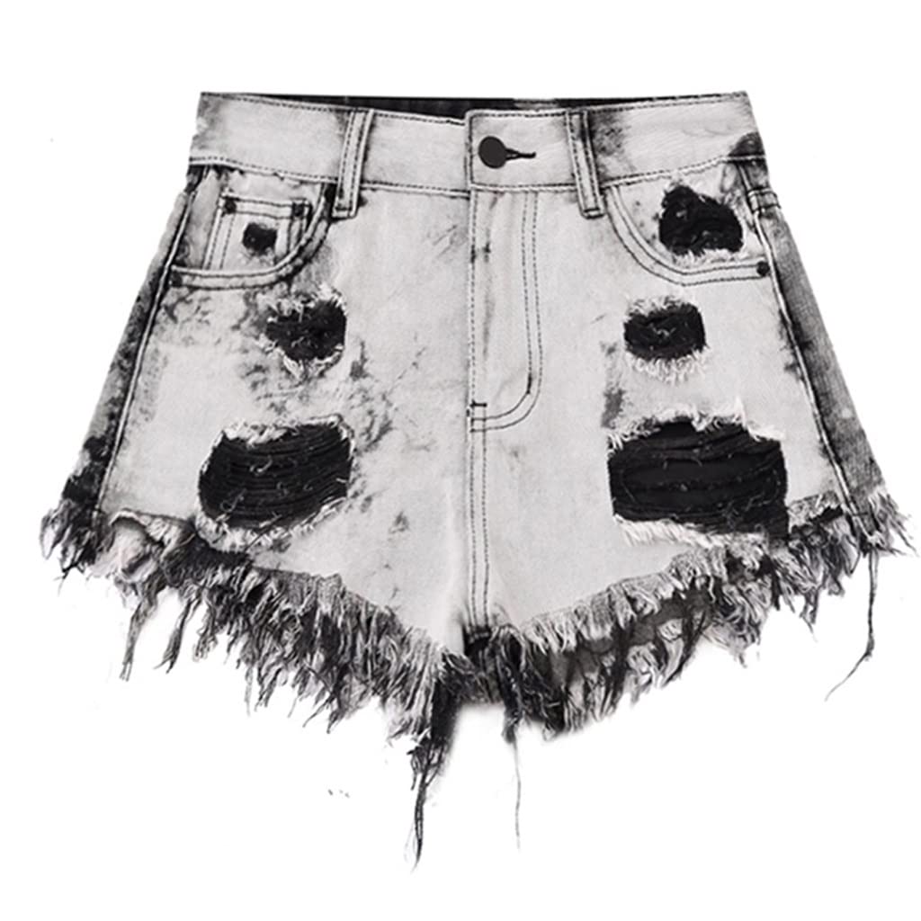 Korean High Waist Denim Shorts - Vintage Wide Leg with Tassels | Summer Casual Wear for Women (Gray, Size S)