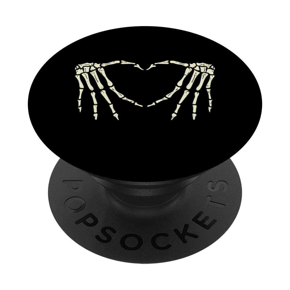 Funny Spooky Halloween Heart Skeleton Hands PopGrip - Adhesive Phone Grip & Stand for Girls and Women - Perfect Gift for Halloween Parties, Trick or Treat, and Everyday Use