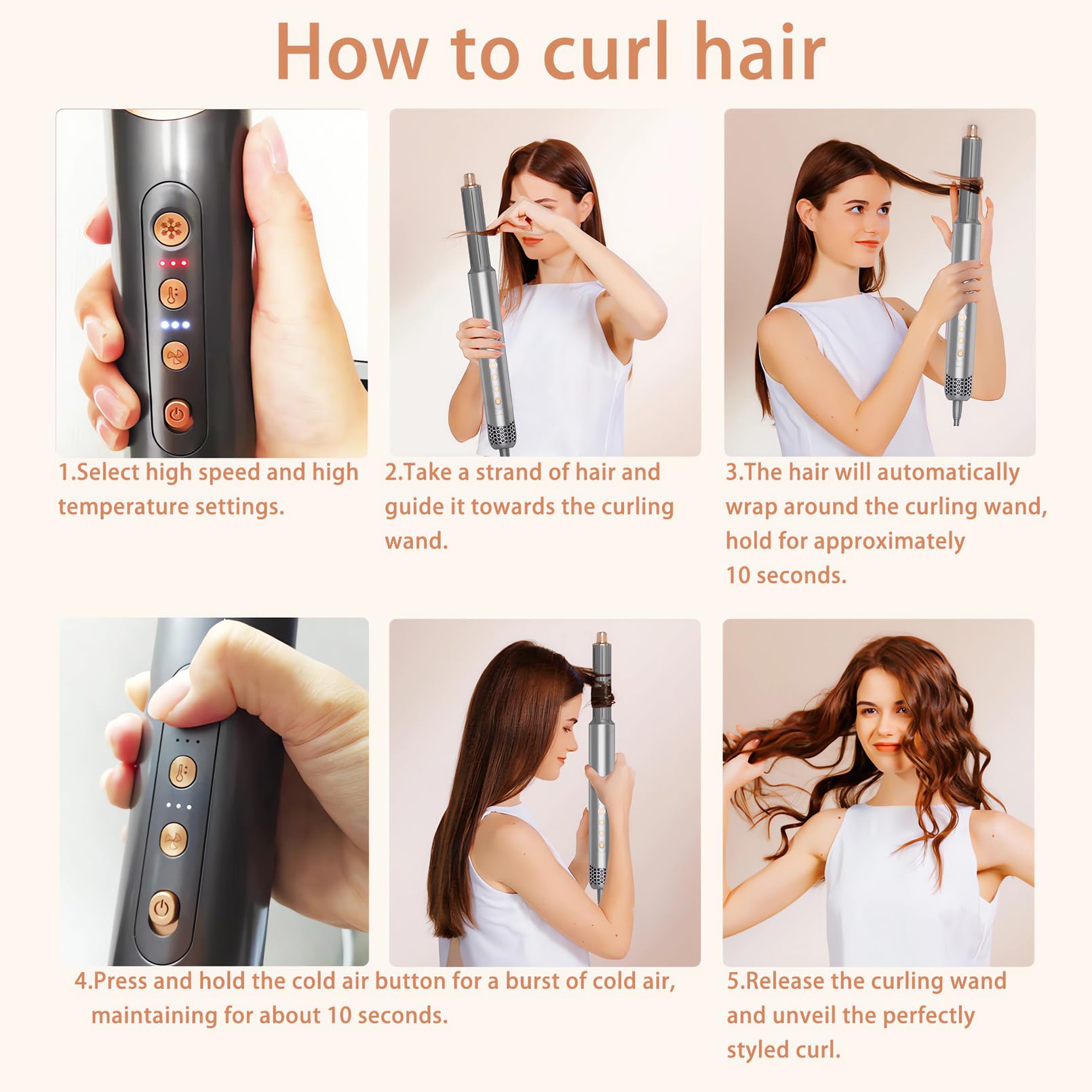 8 in 1 Hair Wrap Air Styler - Flex Magic Air Curler, Hot Air Brush & Dryer Combo | Auto Wrap Styler for Curly, Wavy & Straight Hair | Perfect for Home, Salon & Travel (Gray)