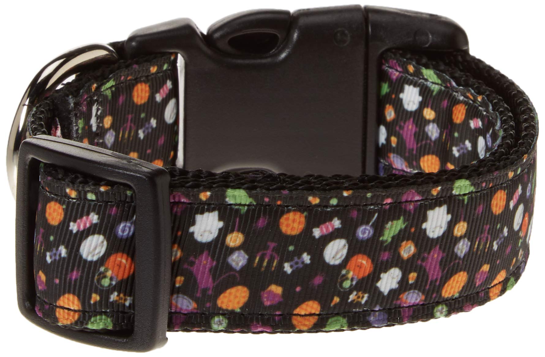 Halloween Pet Dog & Cat Nylon Collar & Leash Set - Halloween Confetti Pattern - Adjustable & Durable for Small to Medium Pets - Perfect for Halloween Costumes, Trick or Treating & Pet Parties