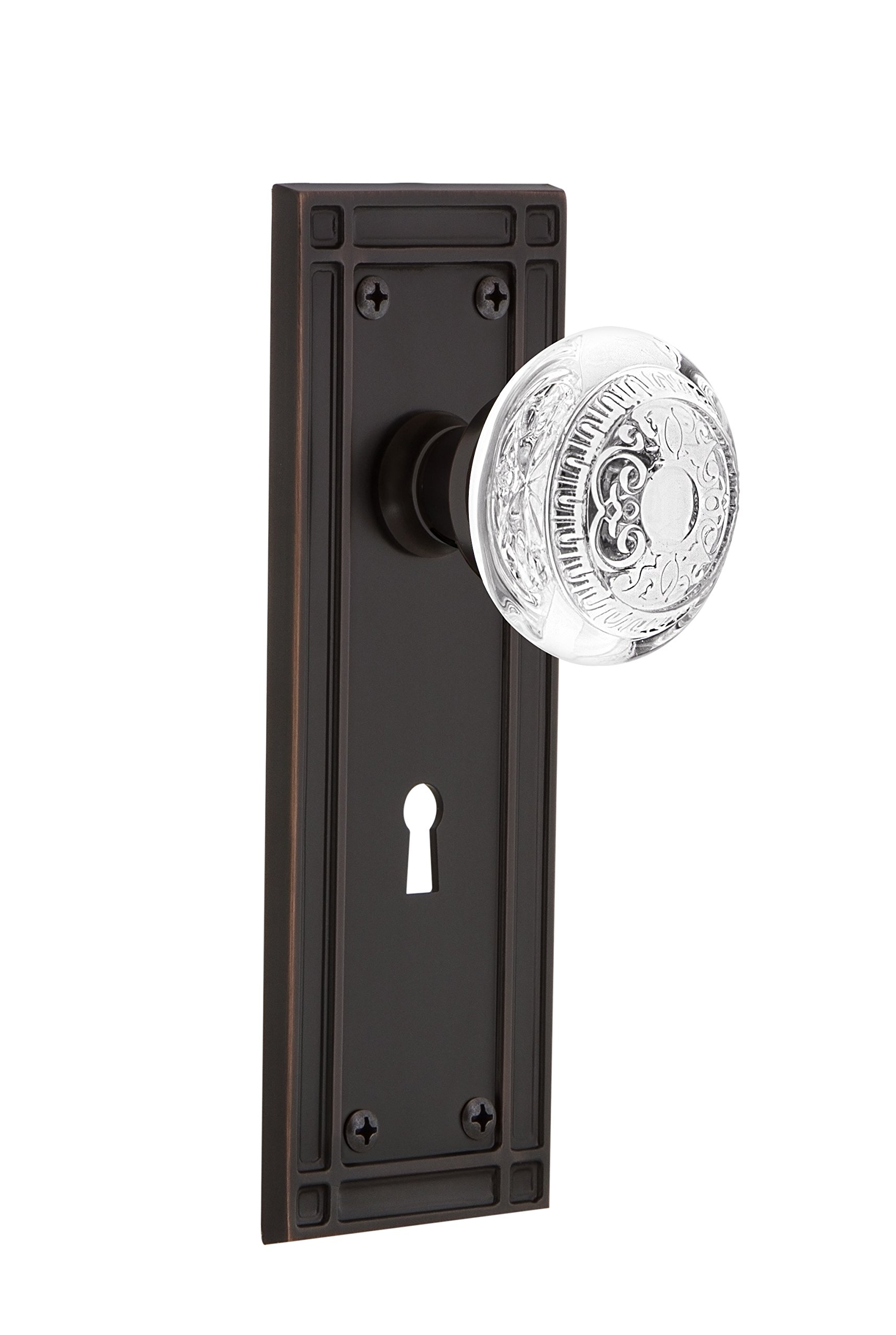 Nostalgic Warehouse 751518 Vintage Privacy Mission Plate with Keyhole Crystal Egg & Dart Knob - 2.75