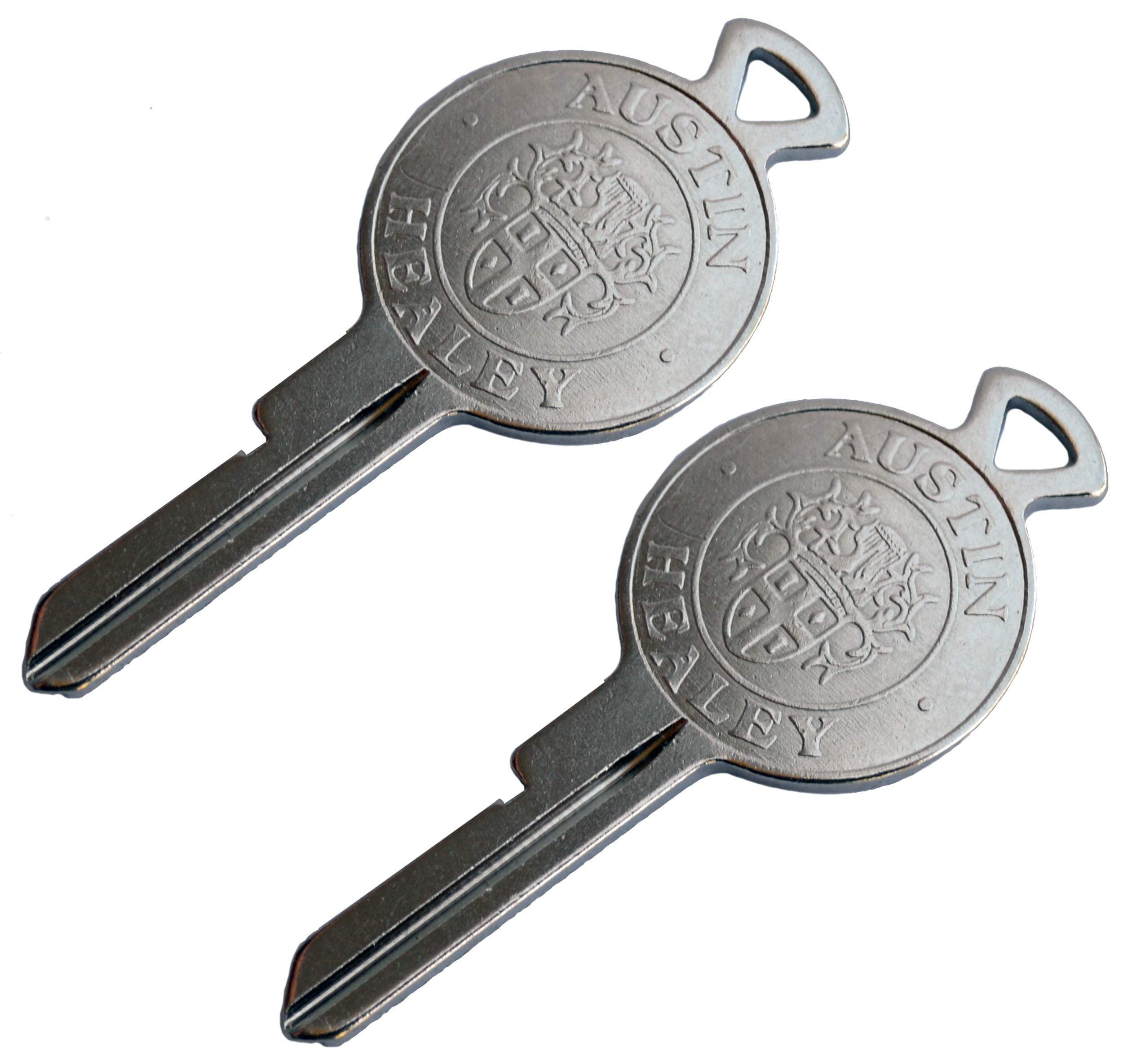 Vintage Triple-C Austin Healey Crested Key Set - 2 Silver Antique Metal Keys for Classic Car Security & Lock Protection | Perfect for Vehicle Restoration, Collector's Display & Antique Auto Enthusiasts
