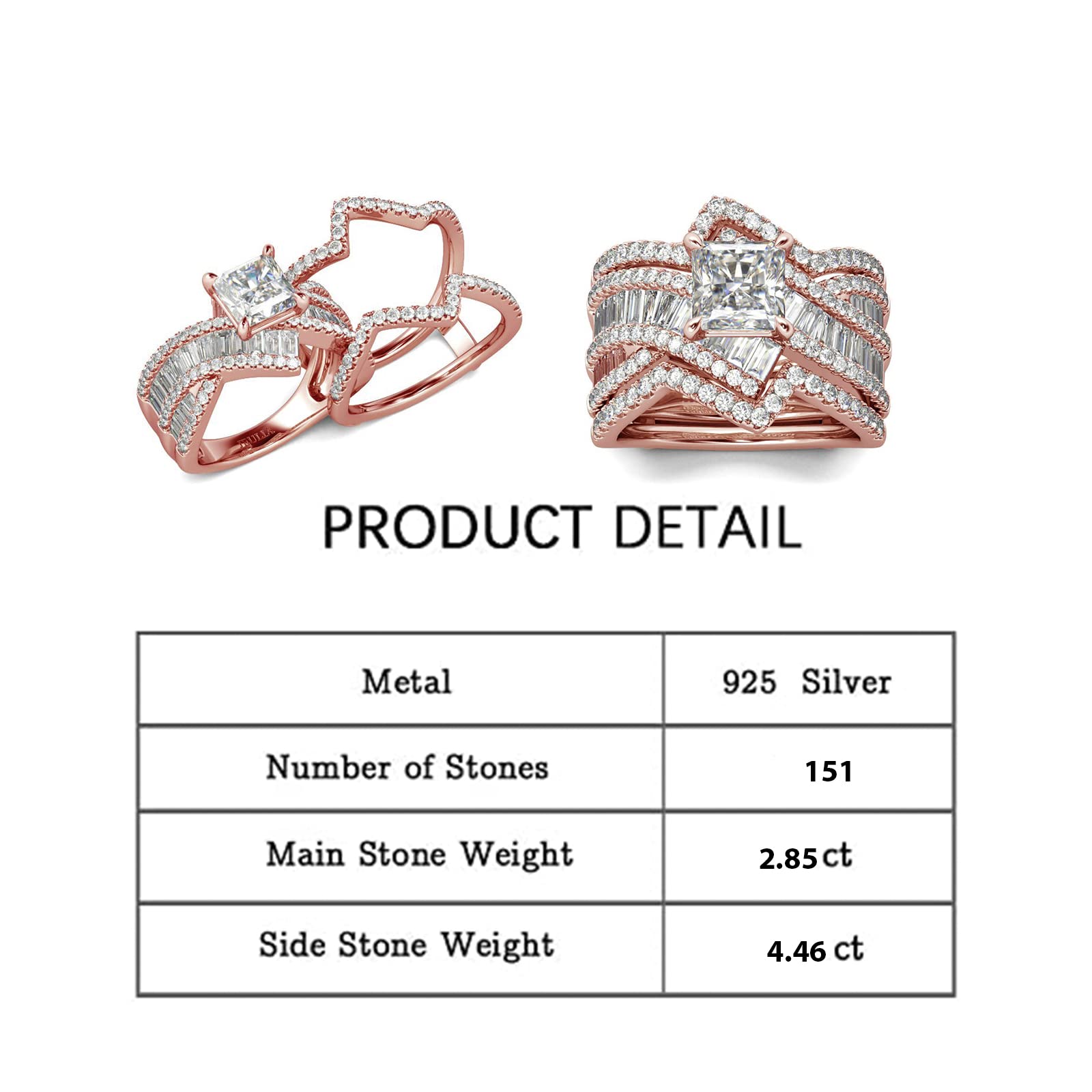 Jeulia Sterling Silver Bypass Princess Cut Enhancer Ring for Women - Elegant Engagement, Wedding, Anniversary, Christmas & Birthday Gift for Wife or Girlfriend (Includes Jewelry Box) - Perfect for Proposals, Romantic Occasions & Special Celebrations