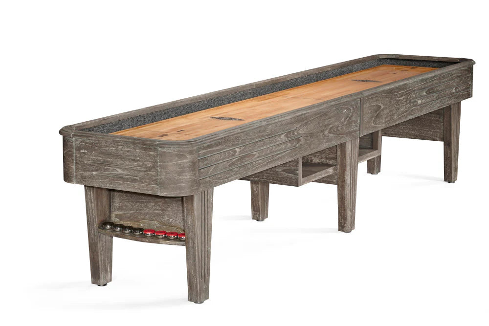 Brunswick Andover II 14-Foot Shuffleboard Table with Driftwood Finish - Premium Indoor Game Table for Home, Bar, or Game Room Entertainment