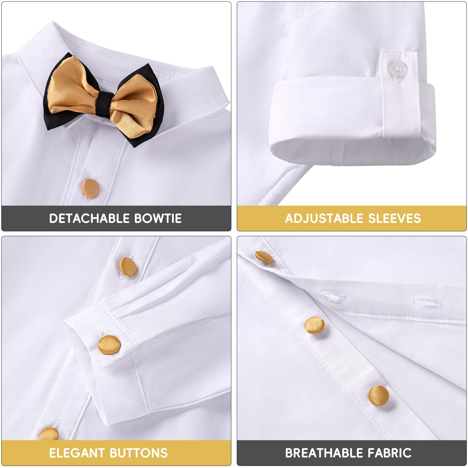 Booulfi Baby Boy Formal Suits with Bowtie & Suspenders – Toddler Gentleman Outfit for Boys 3 Months to 3T | Perfect for Weddings, Parties & Special Occasions