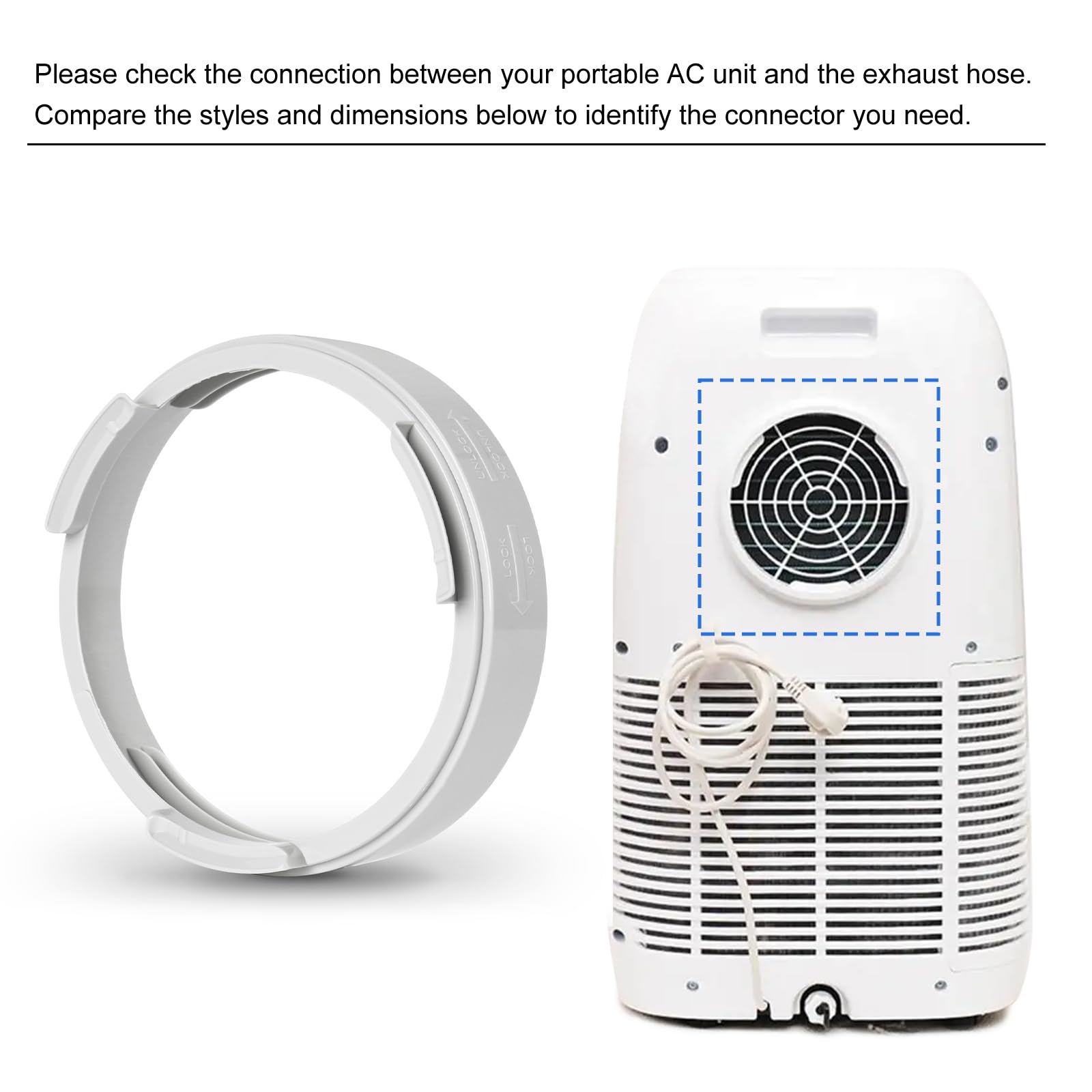 5.9 Inch Portable Air Conditioner Exhaust Hose Connector - Round Tube Adapter & Coupler for AC Exhaust Port - Perfect for Home, Office, and RV Cooling