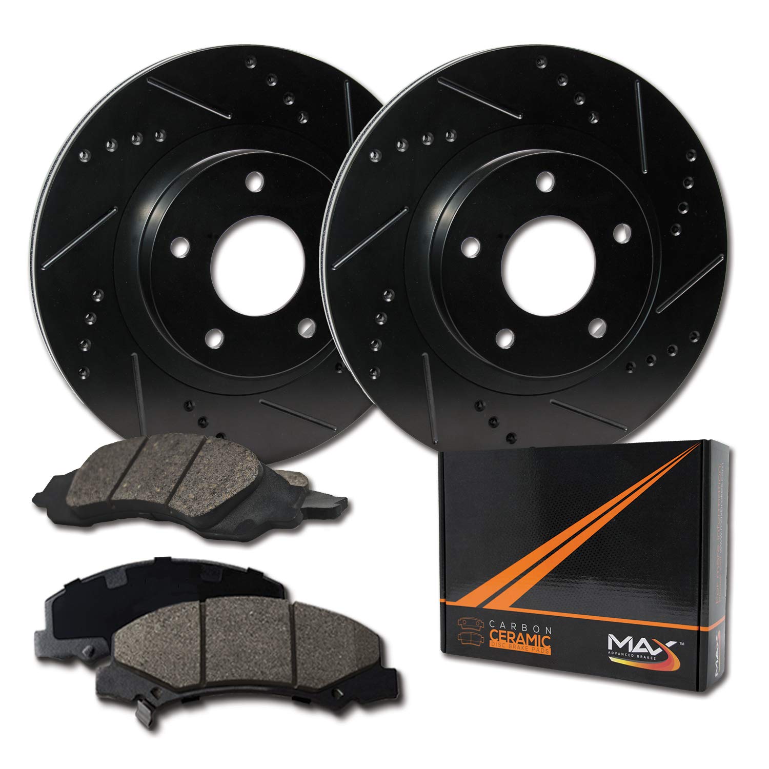 Max Brakes Elite XDS Performance Rotors with Carbon Ceramic Pads - KT028281 | High-Performance Brake Kit for Sports Cars & Track Racing