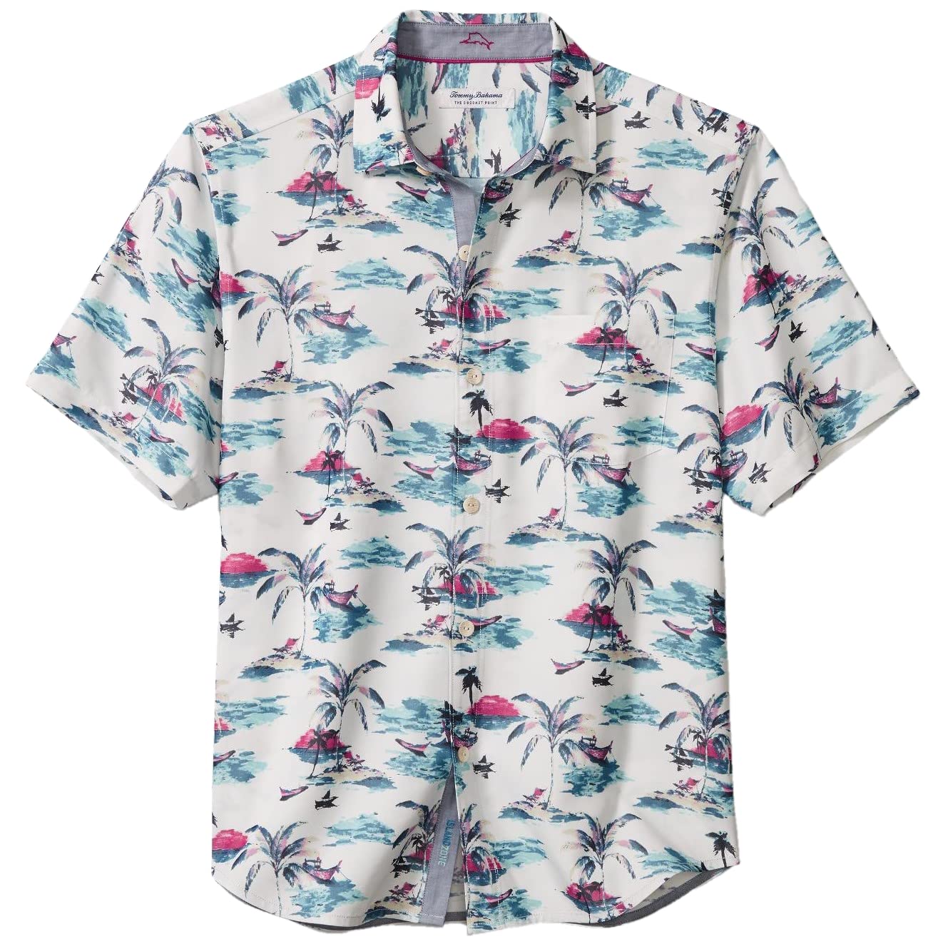 Tommy Bahama Men's Coconut Point Sunset at Sea Island Zone Camp Shirt - Breathable Hawaiian Shirt for Beach Vacation, Summer Outfits & Casual Wear