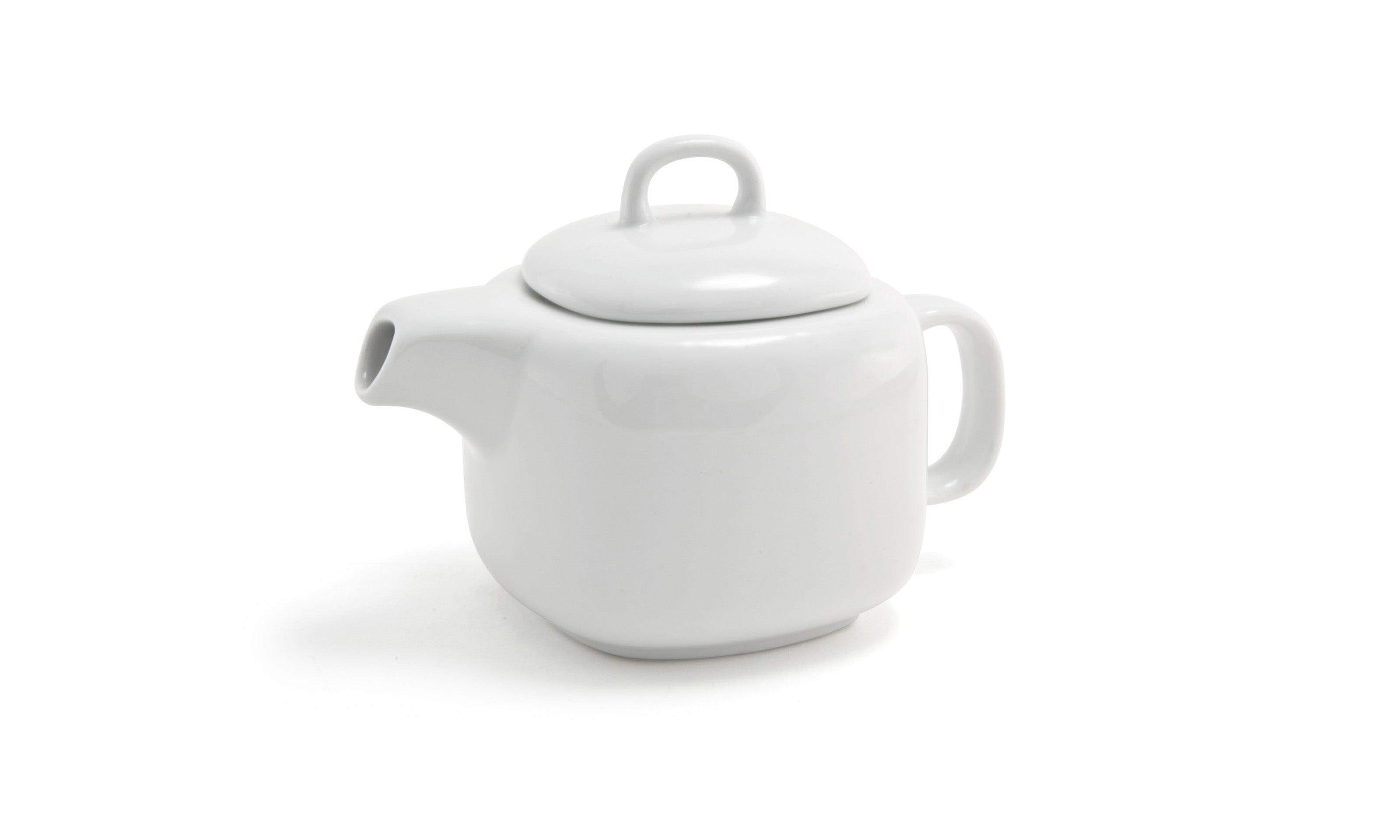 FOH Porcelain Square Modern White 16 oz. Teapot - Set of 6 - Perfect for Tea Parties, Restaurants, and Home Decor