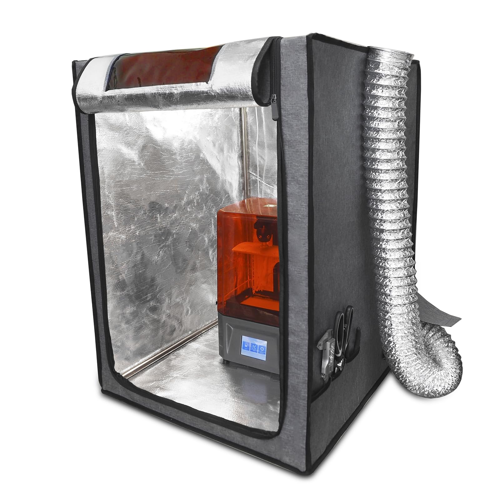 Smart Control Resin 3D Printer Enclosure with Ventilation Kit & UV Curing Light - Compatible with ANYCUBIC Photon Mono 2, ELEGOO Mars 4 MSLA, Neptune 3 Pro, Ender 3 - Perfect for Home & Professional 3D Printing Workspaces