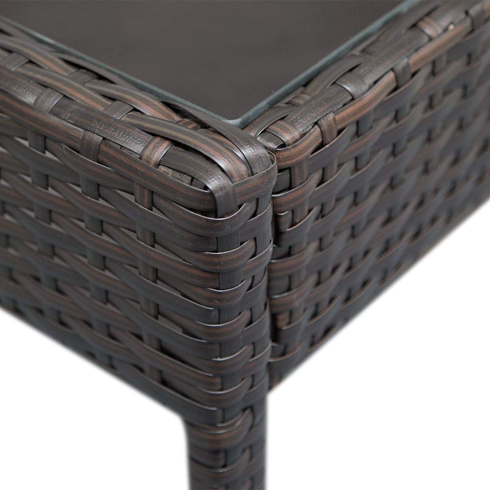 4-Piece All-Weather Outdoor Patio Rattan Furniture Set with 1 Double Seat, 2 Single Chairs & 1 Tempered Glass Coffee Table - Perfect for Garden, Backyard, Poolside or Balcony Relaxation