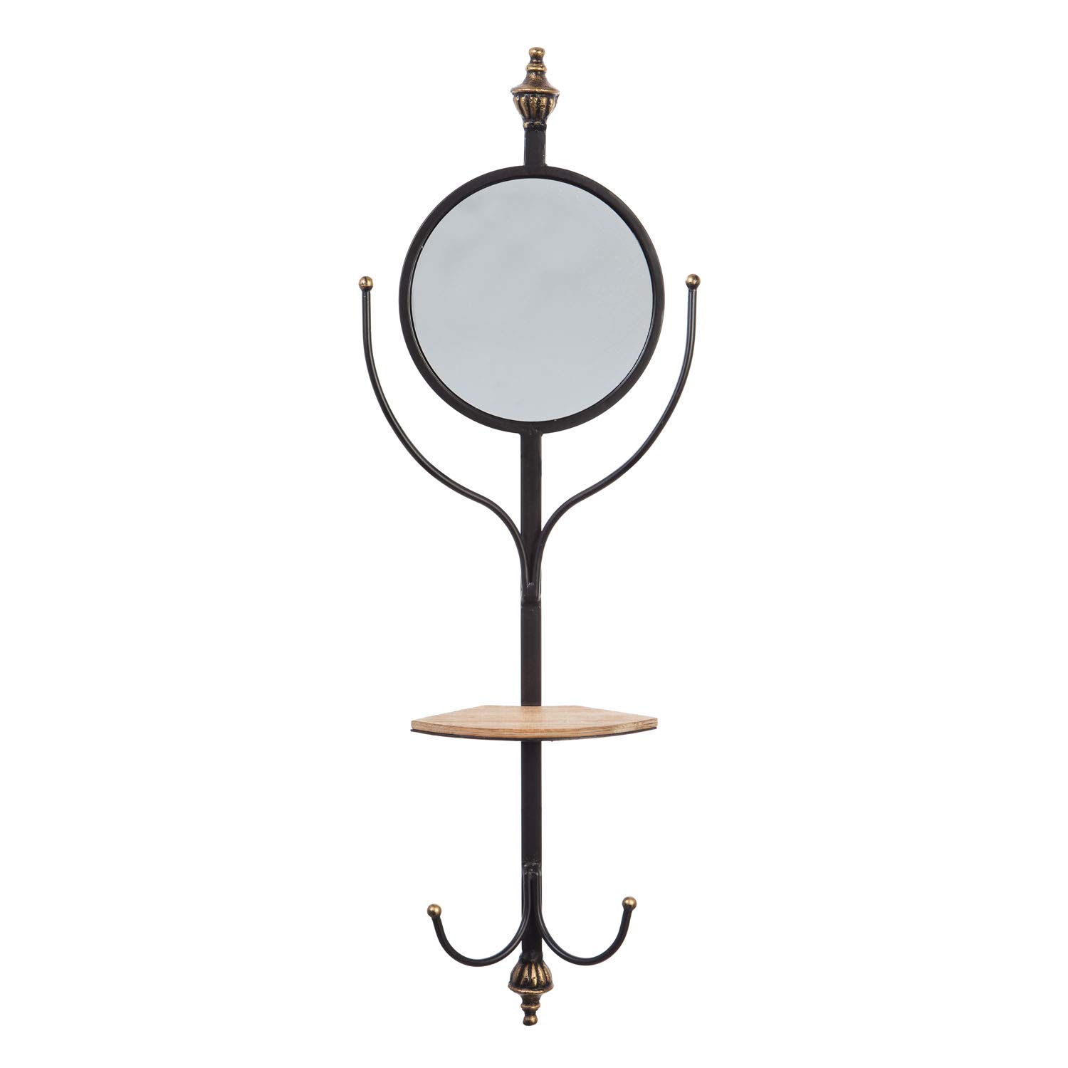 Evergreen Marcel Wall Mirror with Hooks - Vintage Style Decorative Hanging Mirror for Bedroom, Living Room & Entryway Decor
