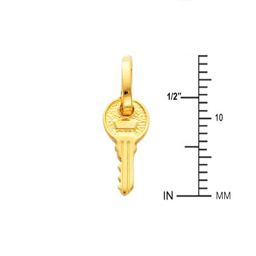 14K Yellow Gold Key Pendant Necklace with 0.9mm Cable Chain - Elegant Jewelry Gift for Women, Perfect for Birthday, Anniversary & Special Occasions