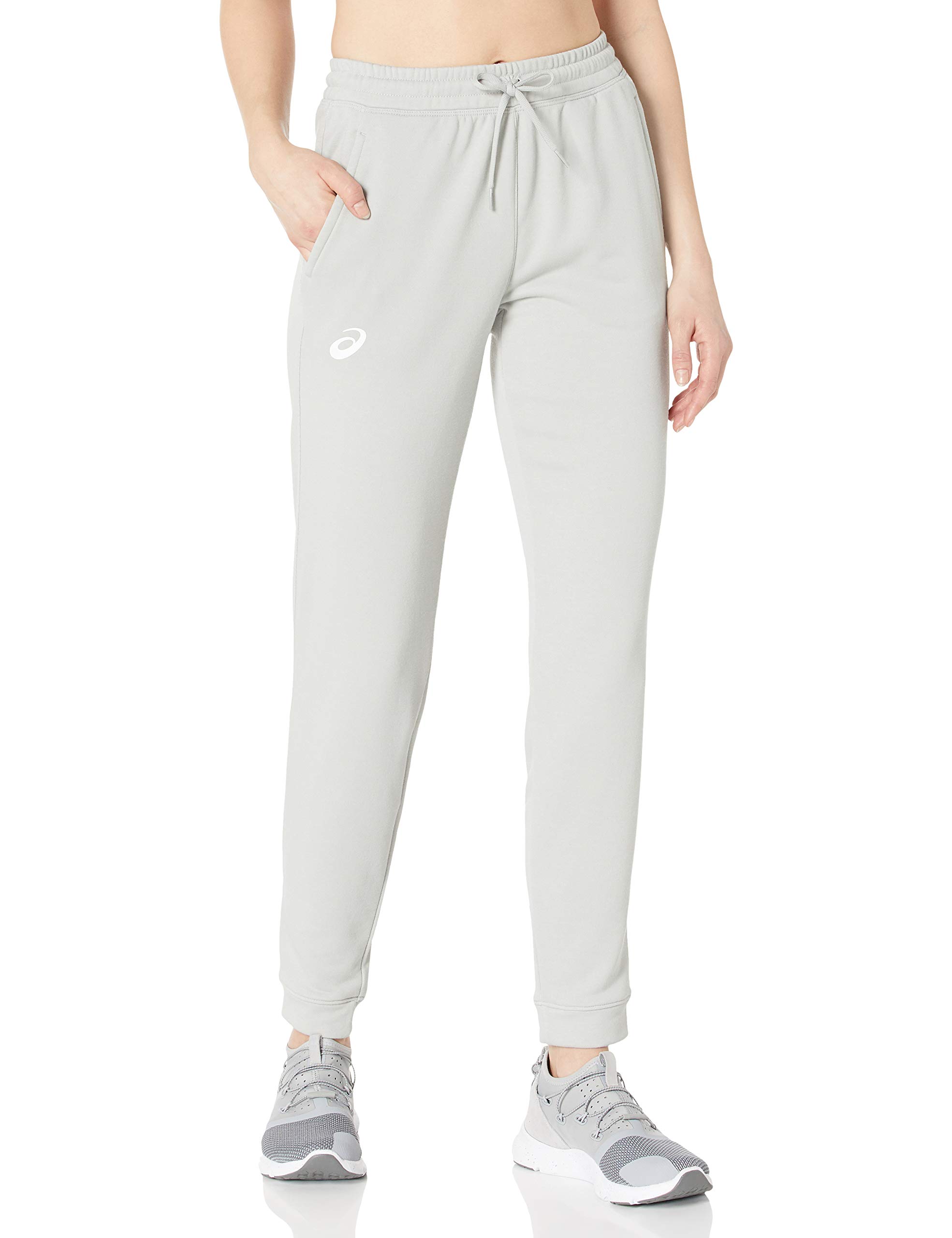 ASICS Women's French Terry Jogger Pants - Team Athletic Grey, Large Size | Comfortable Workout & Lounge Wear for Running, Yoga & Casual Outfits
