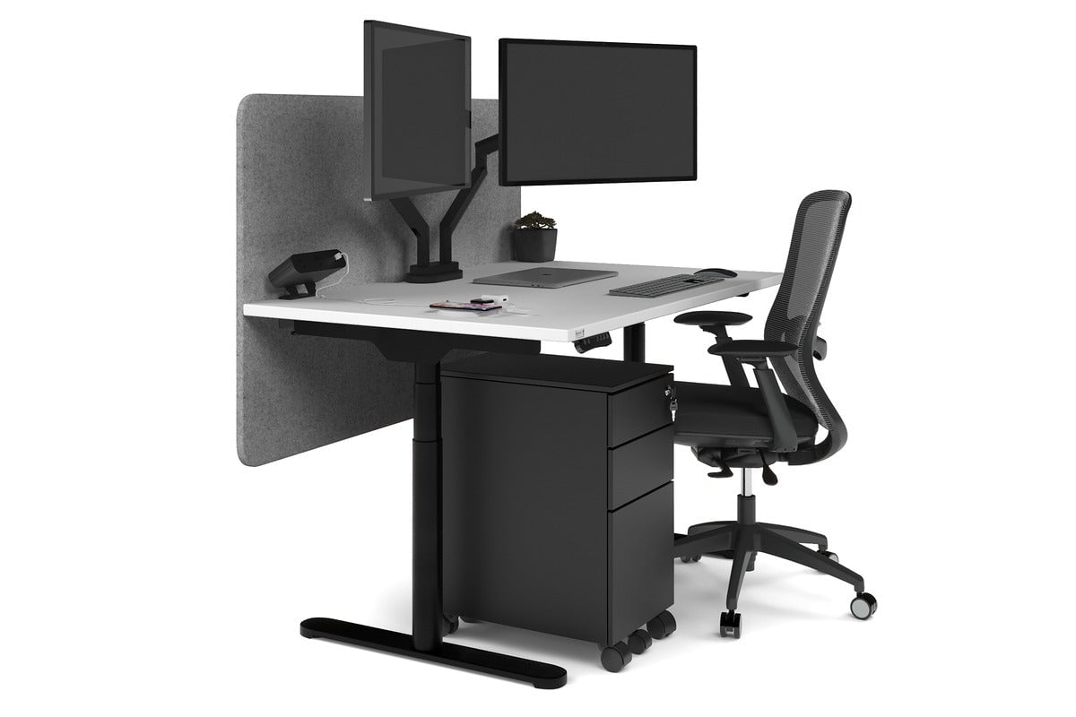 Flexi Premium Height Adjustable Single Workstation Desk - 1400L x 800W with Cable Management - Ergonomic Standing Desk for Home Office & Workspace