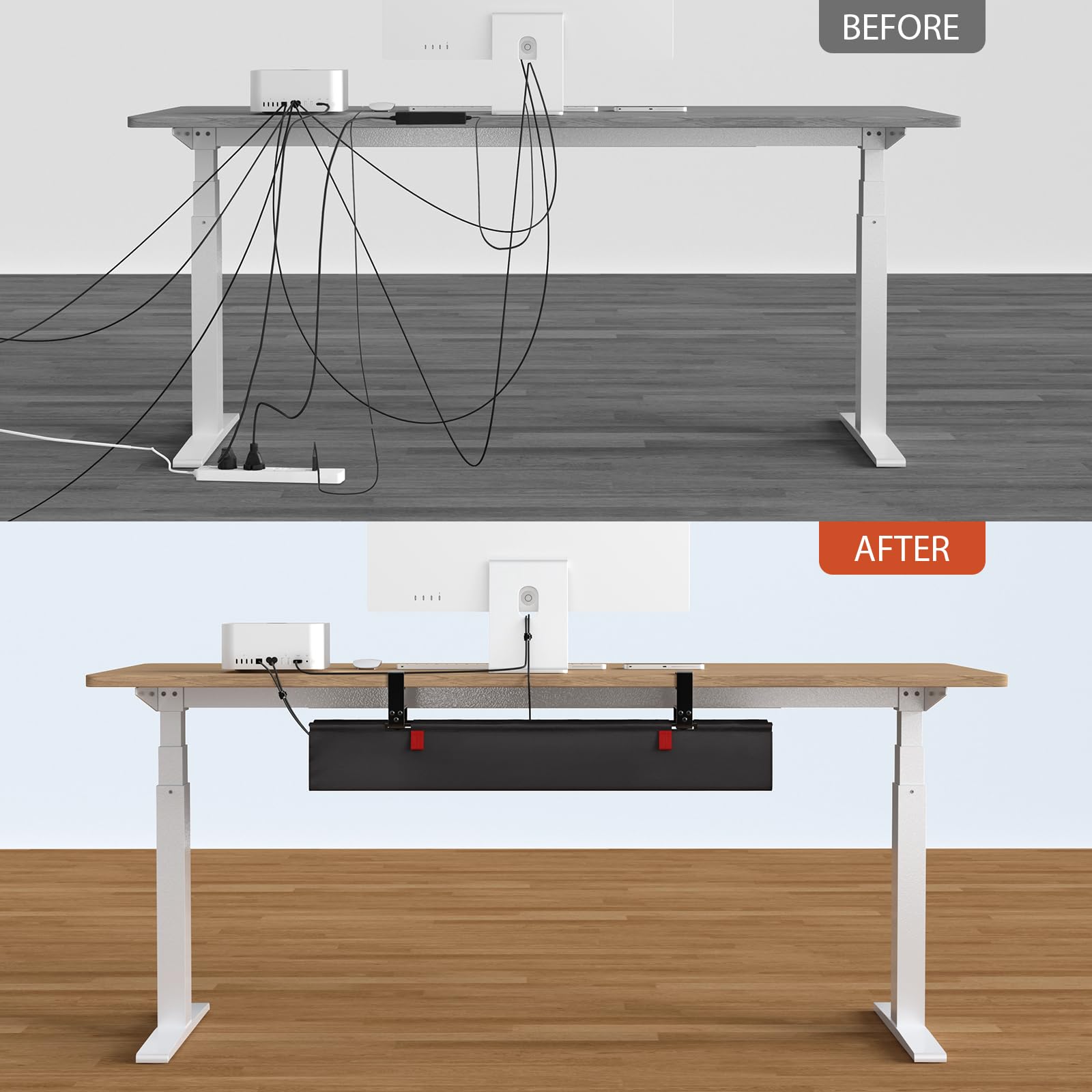 Univivi No Drill Under Desk Cable Management Tray - 36