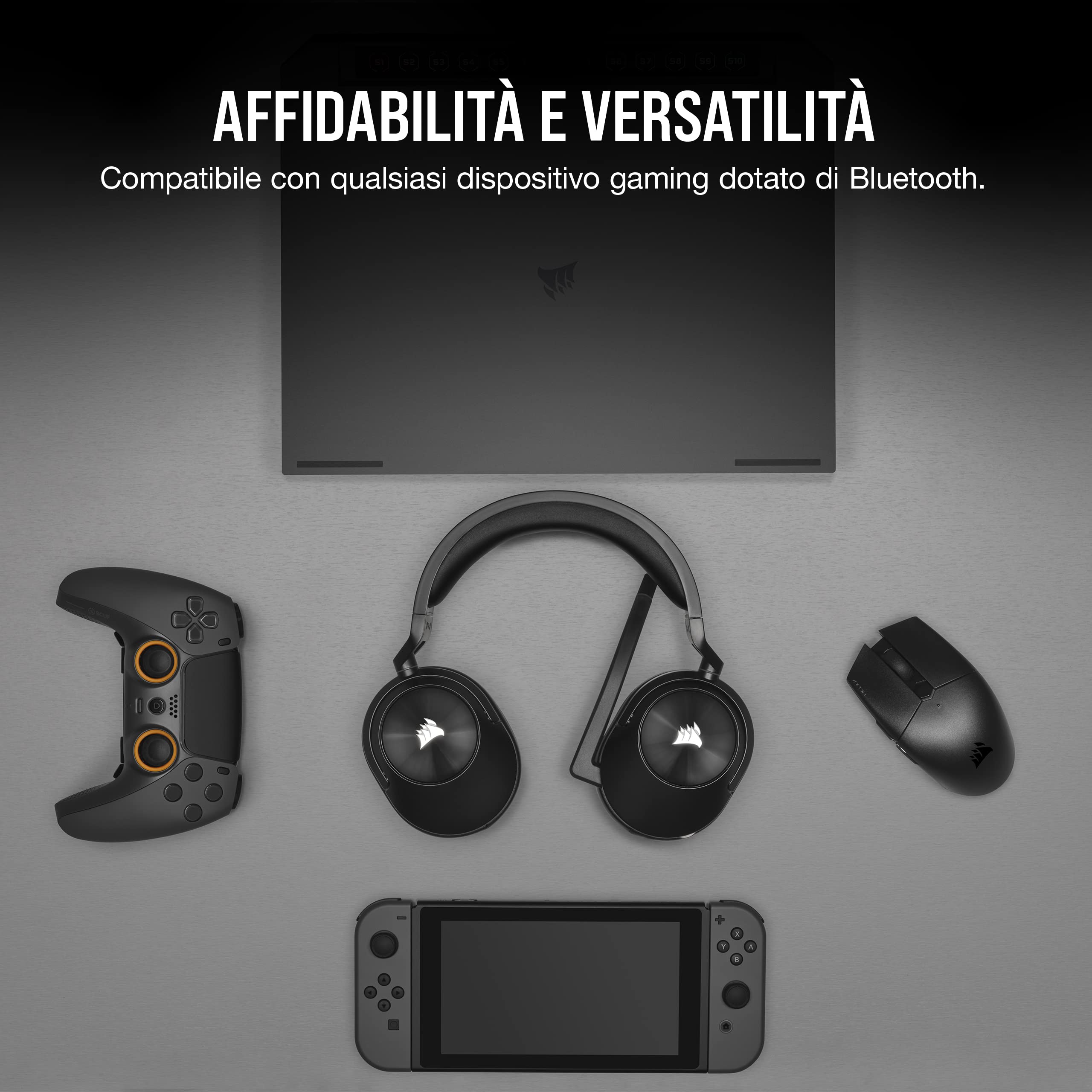 CORSAIR HS55 WIRELESS CORE Lightweight Gaming Headset - Omnidirectional Microphone - Neodymium Drivers - 50ft Wireless Range - iCUE Compatible - for PC, PS5, PS4, Nintendo Switch - Carbon Finish - Perfect for Competitive Gaming & Home Entertainment