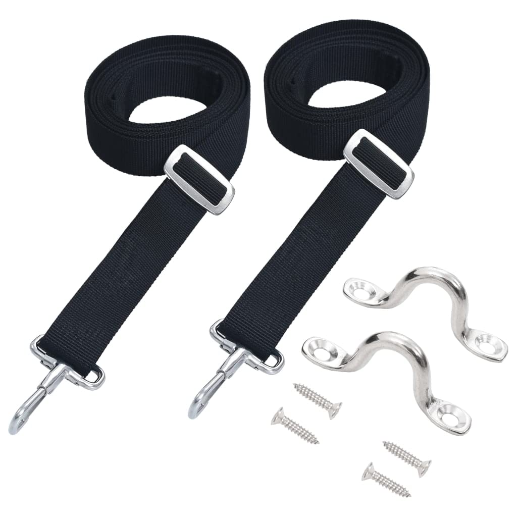 vidaXL 2-Pack Bimini Top Replacement Straps for Boat Canopy - Heavy Duty Webbing Straps with Loops & Snap Hooks, Durable Fabric & Stainless Steel - Perfect for Marine, Sailboat, and Yacht Canopy Cover Maintenance