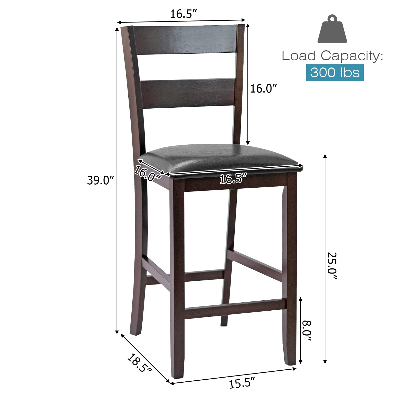 COSTWAY Set of 4 Bar Stools - 25
