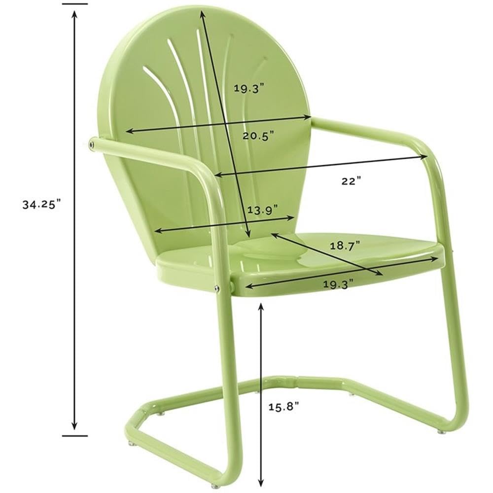 Durable Industrial Steel Metal Patio Chair with Lime Gloss Finish - Perfect for Outdoor Dining, Garden Relaxation & Poolside Lounging