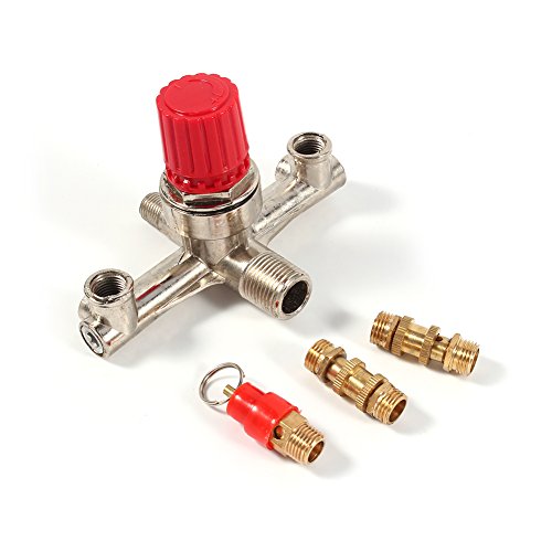 Alloy Air Compressor Pressure Switch with Double Outlet Tube - Adjustable Pressure Regulator Valve Replacement Part for Industrial & Home Workshop Use