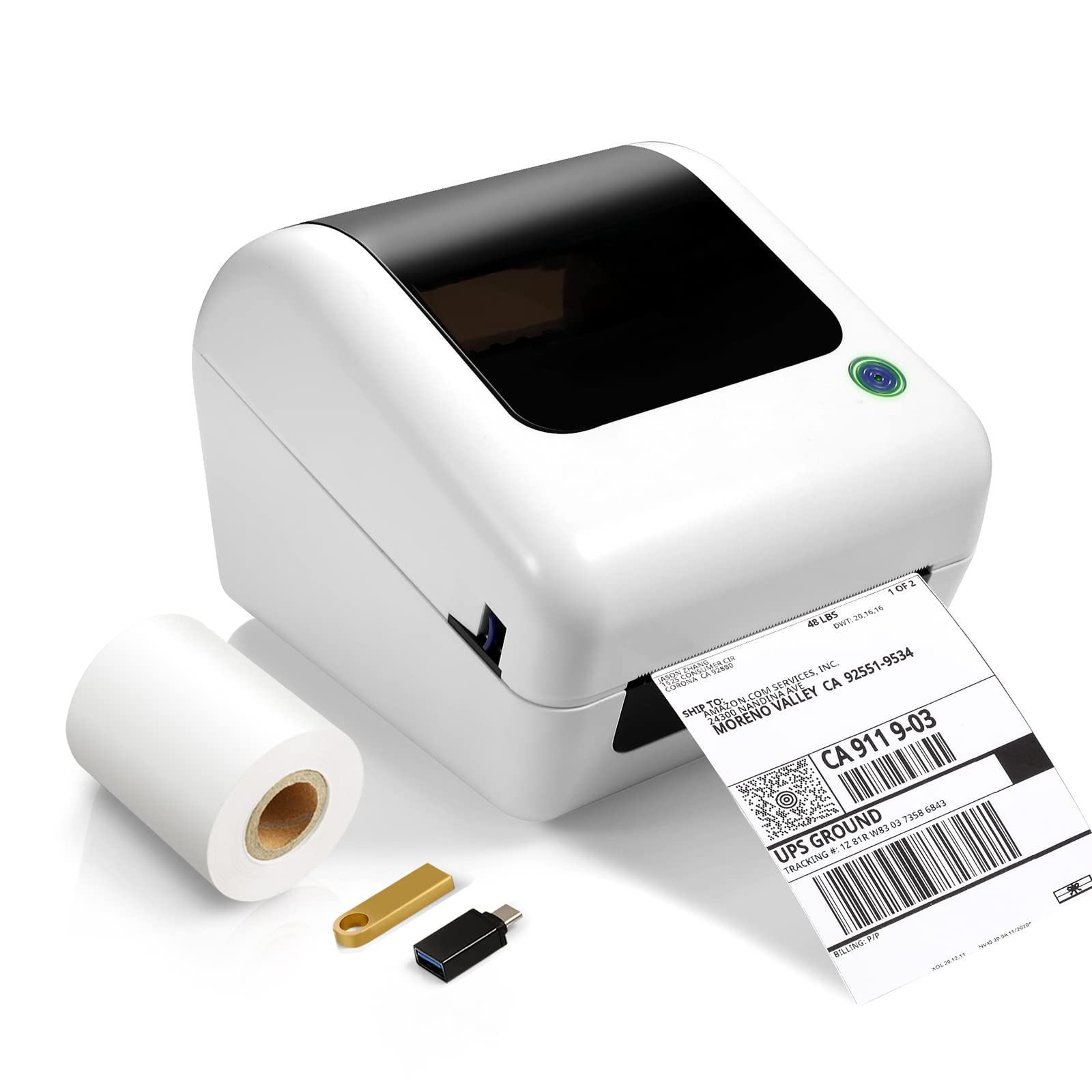 Wireless 4x6 Bluetooth Thermal Shipping Label Printer for Packages - Compatible with iPhone, PC, MAC (USB), Works with eBay, Amazon, Shopify, Etsy, UPS & USPS Barcode - Perfect for Home Business, E-commerce Sellers & Small Business Shipping Needs