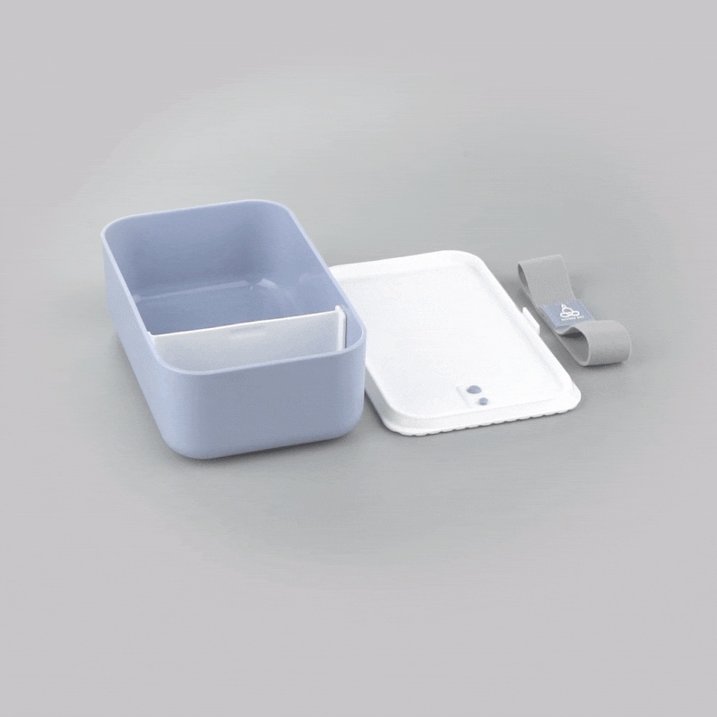 Bento Tek 34 oz Blue Buddha Box Lunch Container with White Lid - 7.5