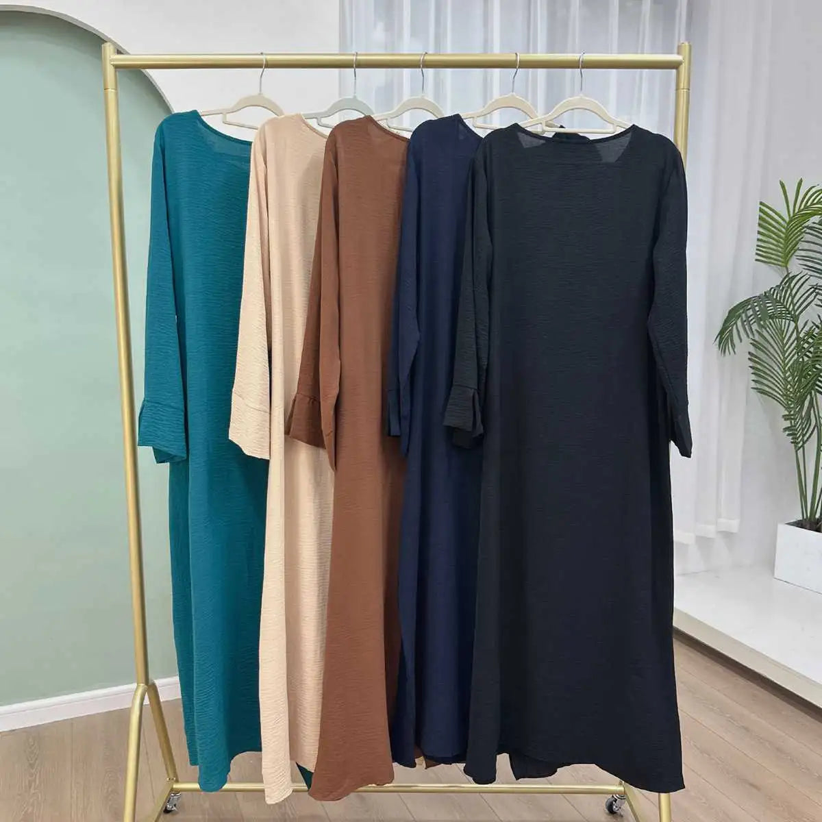 Elegant Wrinkle-Resistant Lace-Up Abaya Dress for Women - Modest Islamic Fashion for Prayer, Wedding & Special Occasions