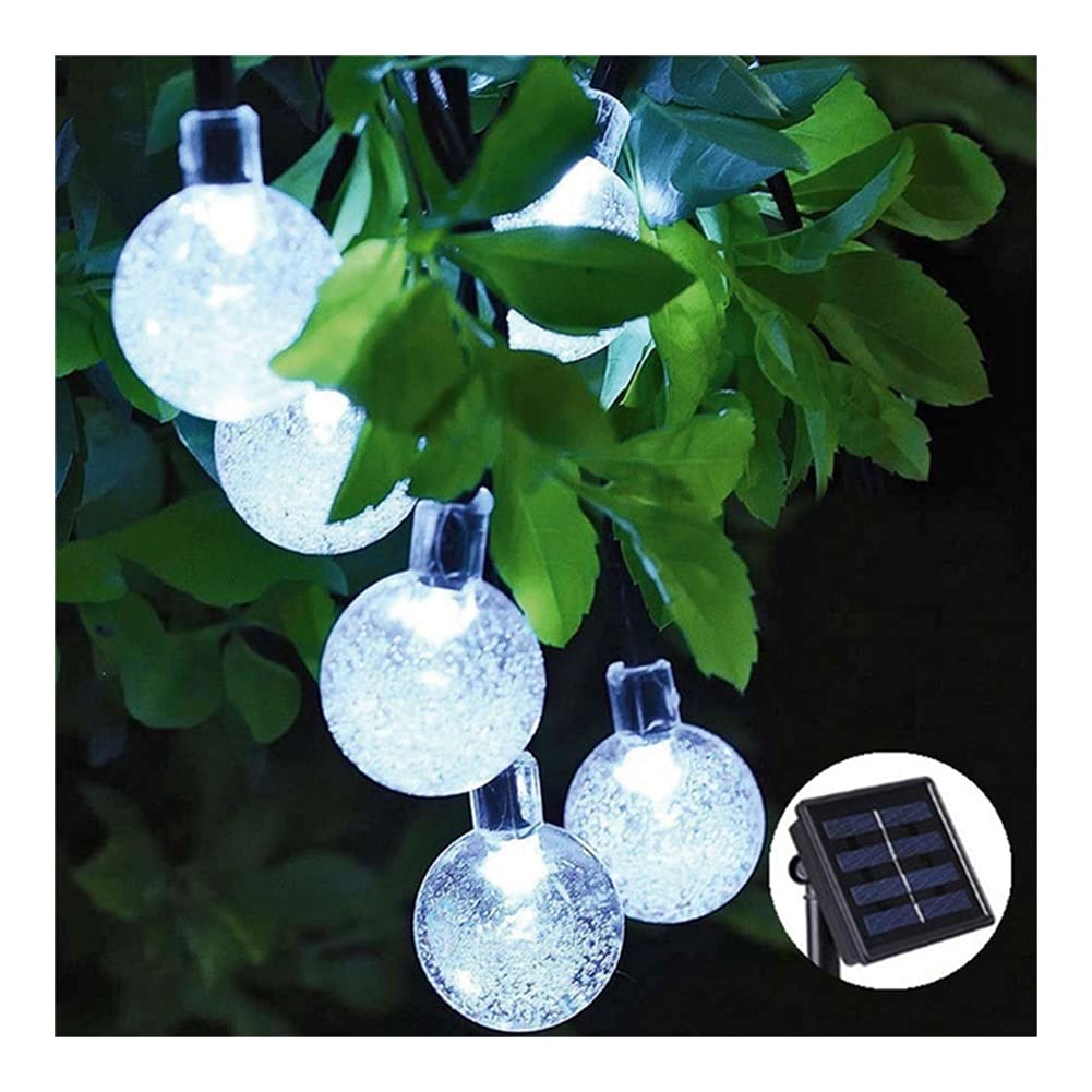 Solar Powered Crystal Ball String Lights - 20 LED Waterproof Fairy Lights for Outdoor Garden, Christmas, Wedding & Party Decor (5Meter/16.4ft White Lights) - Perfect for Patio, Backyard, Balcony & Special Events