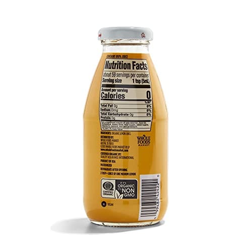 365 by Whole Foods Market, Organic 100% Pure Lemon Juice, 10 Fl Oz (296ml) - Cold Pressed, No Additives - Perfect for Cooking, Baking, Drinks & Natural Cleaning