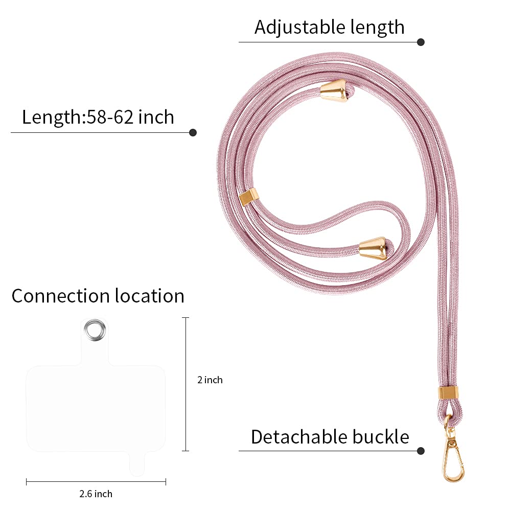 Ownest Universal Adjustable Phone Lanyard - Compatible with All Smartphones, Portable Shoulder Strap & Neck Strap for iPhone, Samsung, Google Pixel (Pink) - Perfect for Travel, Concerts, Work & Outdoor Activities