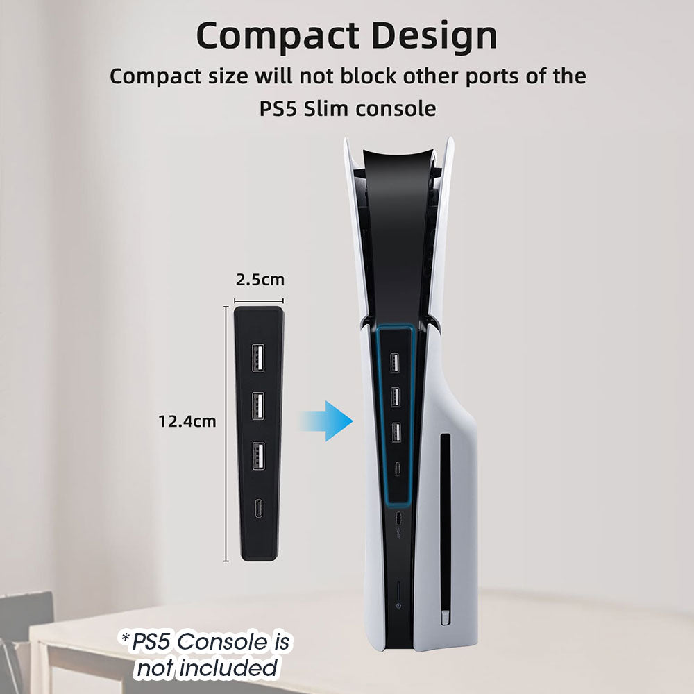DOBE 4-Port USB Hub for PS5 Slim Disc & Digital Edition - High-Speed Data Transfer Hub - Black (TP5 3556) - Perfect for Gaming, Streaming & Charging Multiple Devices